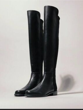 Stuart Weitzman 5050 Boots – Black Leather/Suede – Size 36.5 NEW